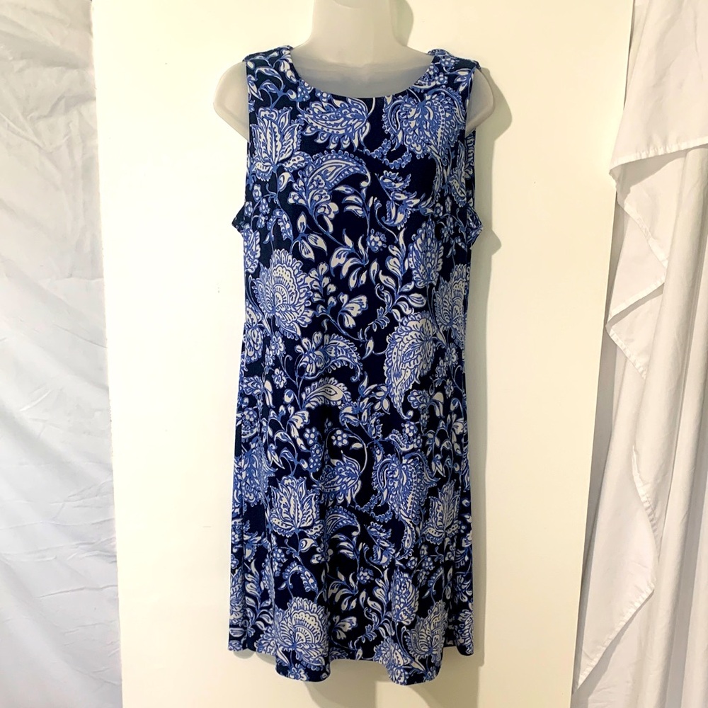 Tommy Hilfiger Navy and White Paisley Midi Dress